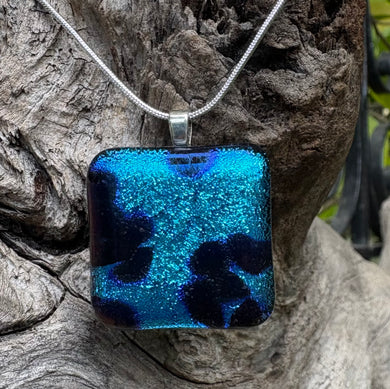Night Sky Bling Dichro Fused Glass Pendant