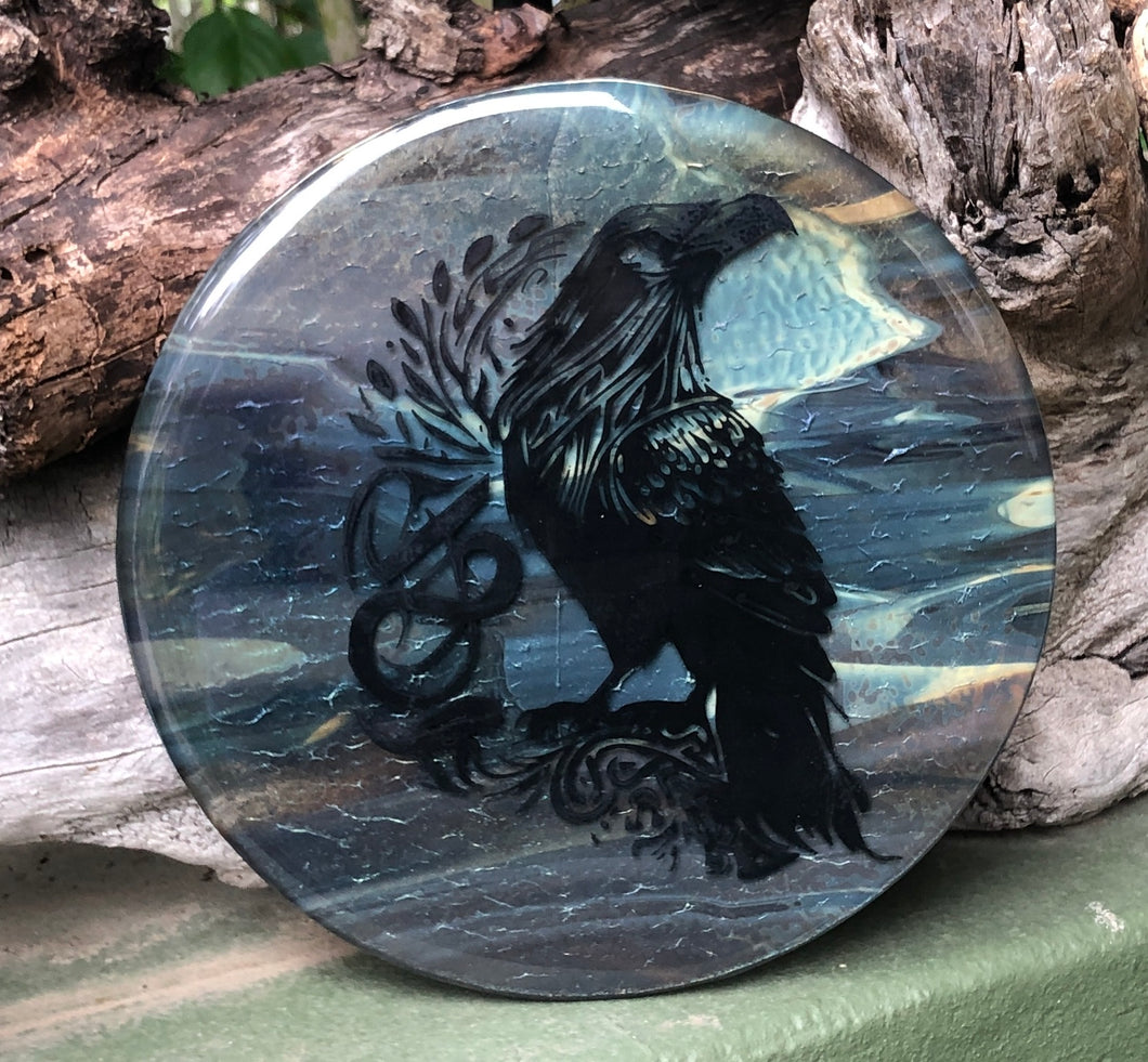 Tribal Raven - Fused Glass Art Panel