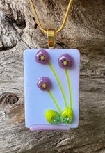 Load image into Gallery viewer, Trio of Violets - Fused Glass Pendant