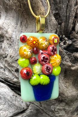 Still Life Blooms Fused Glass Pendant