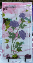 Load image into Gallery viewer, Spray of Purple Posies Fused Glass Art Panel