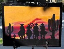 Load image into Gallery viewer, Cowboys at Sunset - 11 1/2” Art Panel
