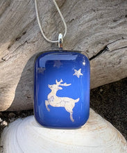 Load image into Gallery viewer, Blue Rudolph Fused Glass Pendant
