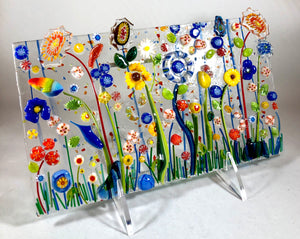 Pennsylvania Dutch Flower Power - Fused Glass Panel