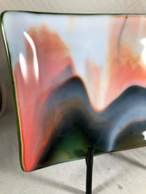 Load image into Gallery viewer, Dark Green, Orange and White Streaky - Fused Glass Dish