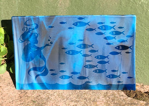 Mermaid and Fish Fused Glass Art Panel