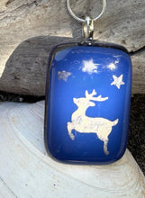 Load image into Gallery viewer, Blue Rudolph Fused Glass Pendant