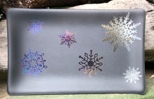 Load image into Gallery viewer, Fused Glass - Gray with Irid Snowflakes Dish