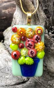 Still Life Blooms Fused Glass Pendant