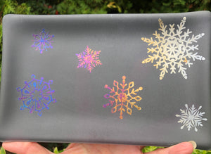 Fused Glass - Gray with Irid Snowflakes Dish