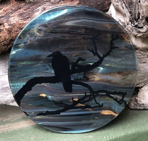 The Raven - Fused Glass Art Panel