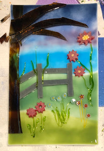 Twilight Meadow Fused Glass Panel