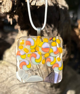 Gray and Lavender Fused Glass Pendant