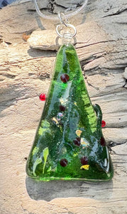 Christmas Tree Fused Glass Pendant