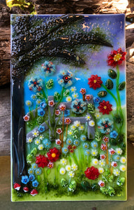 Twilight Meadow Fused Glass Panel