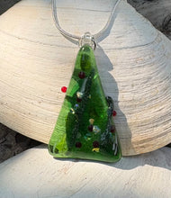 Load image into Gallery viewer, Christmas Tree Fused Glass Pendant