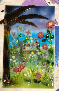 Twilight Meadow Fused Glass Panel