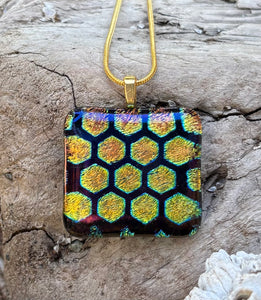 Honeycomb Shimmer Dichroic Glass Pendant