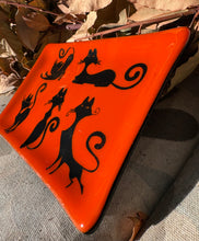 Load image into Gallery viewer, Halloween Diva Kitties Fused Glass Dish