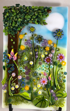 Early Spring Meadow Fused Glass Panel