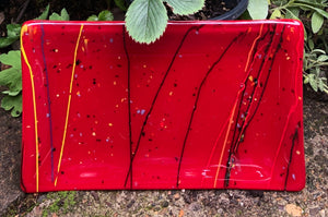 Festive Red Fused Glass dish