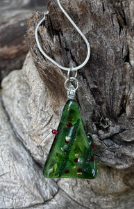 Christmas Tree Fused Glass Pendant