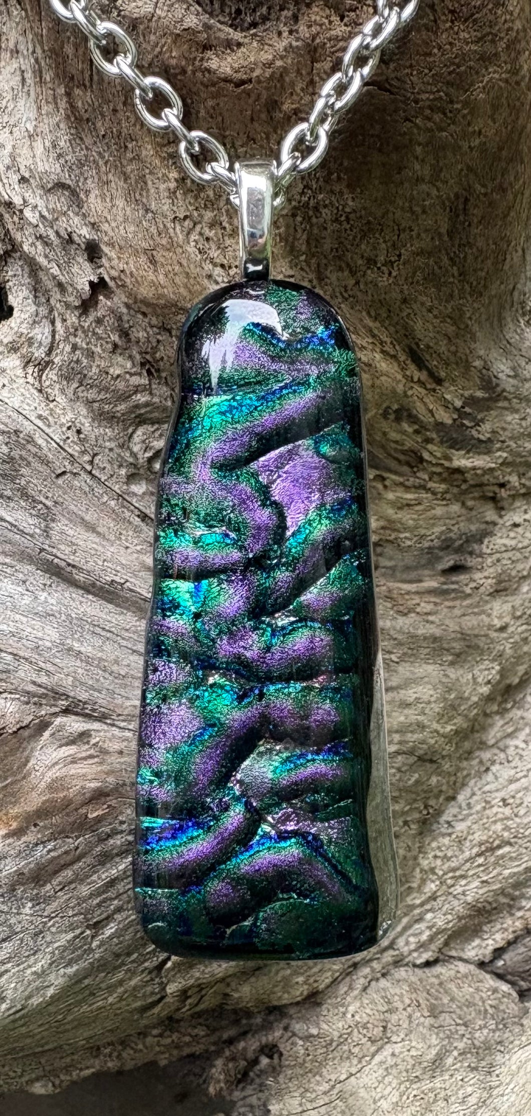 Dichroic Waves Fused Glass Pendant