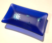 Load image into Gallery viewer, Fused Glass - Deep Royal Blue with Irid Snowflakes Dish