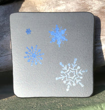 Load image into Gallery viewer, Fused Glass - Black with Silver Irid Snowflakes Coaster