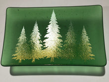 Load image into Gallery viewer, Fused Glass - Green with Irid Trees Dish