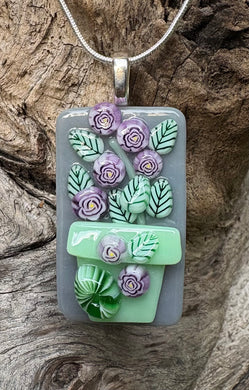 Still Life Blooms II - Fused Glass Pendant