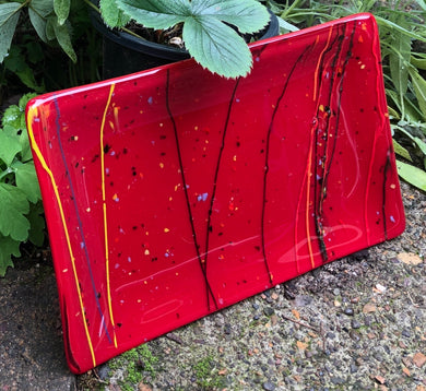 Festive Red Fused Glass dish