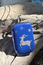 Load image into Gallery viewer, Blue Rudolph Fused Glass Pendant