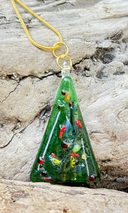 Christmas Tree Fused Glass Pendant