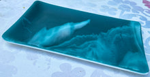 Load image into Gallery viewer, Peacock and White Streaky - Fused Glass Dish