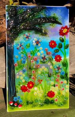 Twilight Meadow Fused Glass Panel