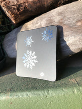 Load image into Gallery viewer, Fused Glass - Black with Silver Irid Snowflakes Coaster