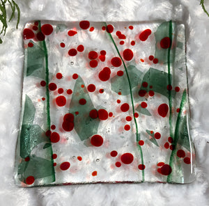 Little Holly Berry Dishes - Fused Glass