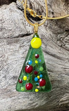 Load image into Gallery viewer, Christmas Tree Fused Glass Pendant