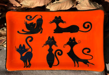 Load image into Gallery viewer, Halloween Diva Kitties Fused Glass Dish
