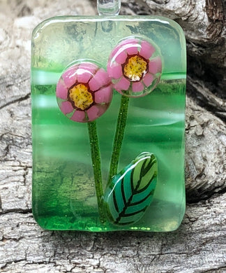 Best Friend Blooms Fused Glass Pendant