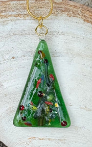 Christmas Tree Fused Glass Pendant