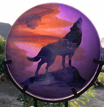 Load image into Gallery viewer, Purple Moon Wolf - Fused Glass Art Panel