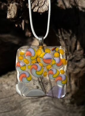 Gray and Lavender Fused Glass Pendant