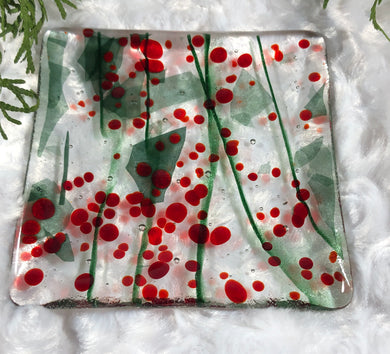 Little Holly Berry - Fused Glass Dish