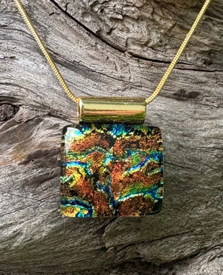 Autumn Bling Dichro Fused Glass Pendant