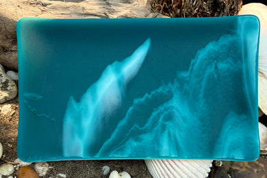 Peacock and White Streaky - Fused Glass Dish