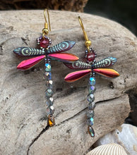 Load image into Gallery viewer, Dragonfly Beaded Earrings