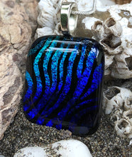Load image into Gallery viewer, Blue Flames Dichroic Glass Pendant