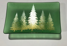 Load image into Gallery viewer, Fused Glass - Green with Irid Trees Dish